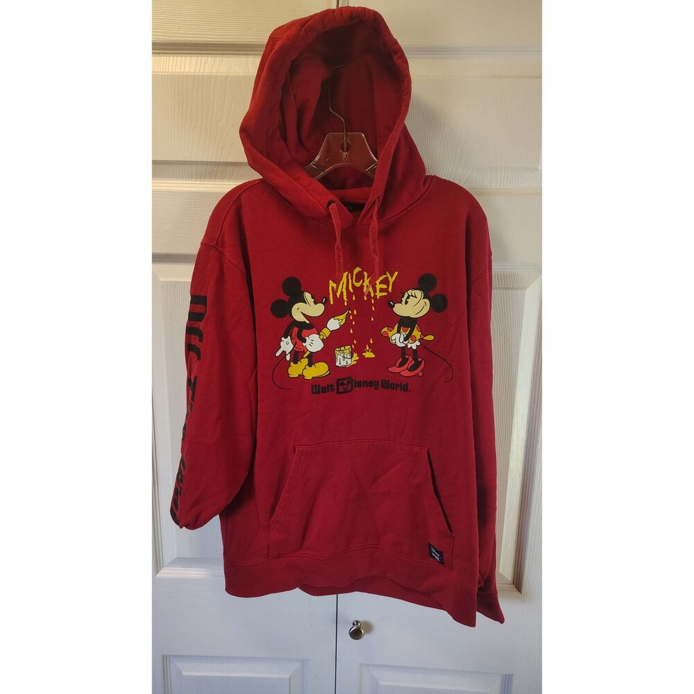 Disney Parks x Vans 50th Anniversary Mickey Minnie Paint Hoodie Red Medium